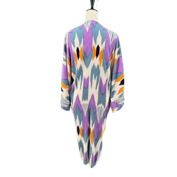 Anthropologie Bel Kazan OS Colorful Artisan Print Layering Open Kimono Duster - Picture 5 of 14